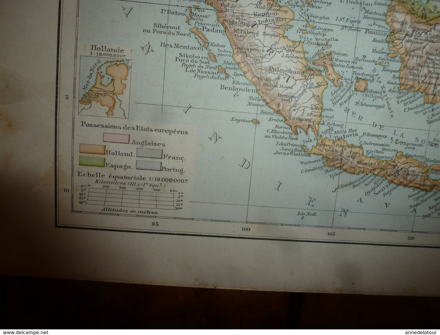 1884 Carte Géographique :Recto (Asie centrale et Inde); Verso ( Indochine et Malaisie) dot Java,Bornéo; (Palestine) etc