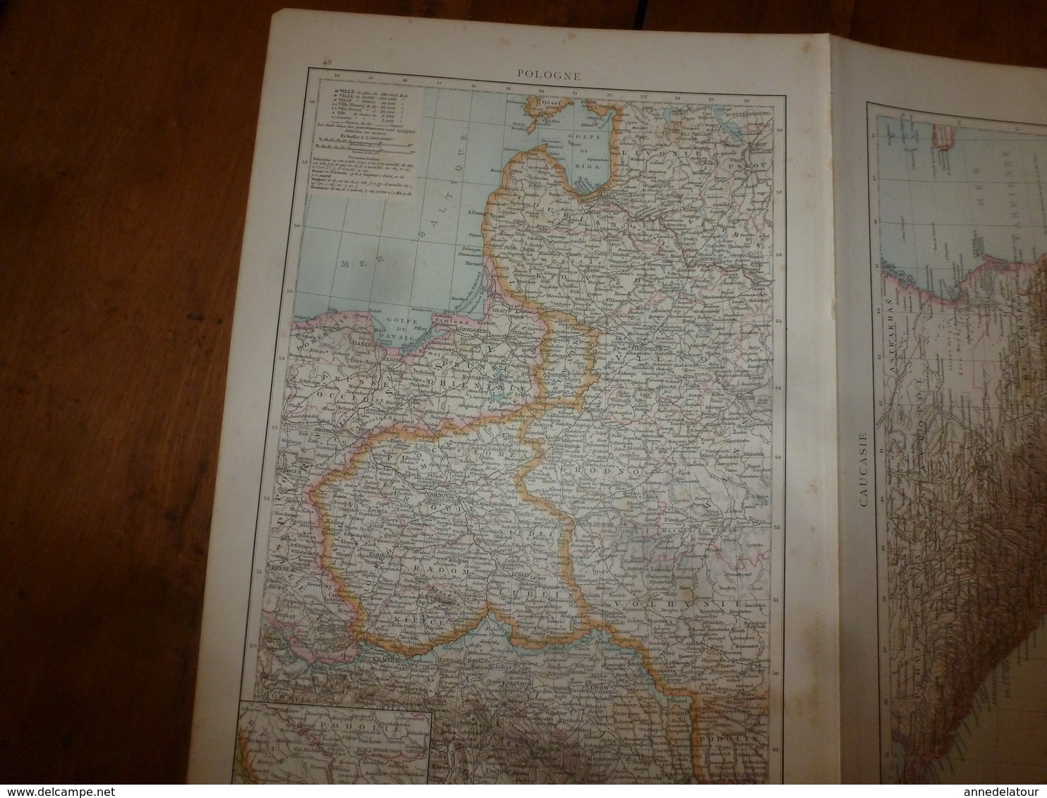 1884 Carte Géographique :Recto (Russie d'Europe) ; Verso ( Pologne , Caucasie)  etc