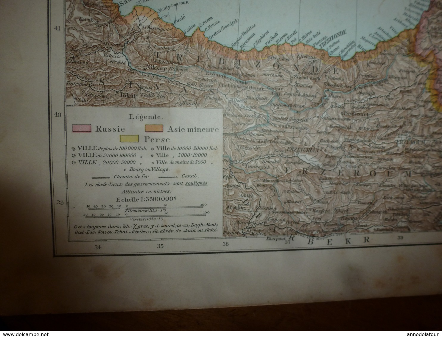 1884 Carte Géographique :Recto (Russie d'Europe) ; Verso ( Pologne , Caucasie)  etc