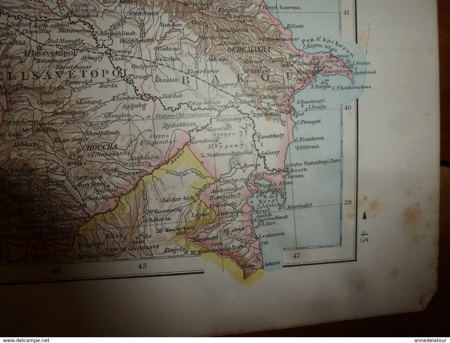 1884 Carte Géographique :Recto (Russie d'Europe) ; Verso ( Pologne , Caucasie)  etc