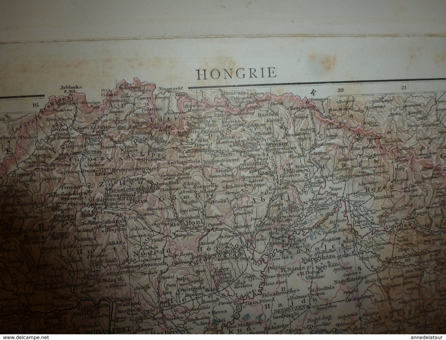 1884 Carte Géographique :Recto (Monarchie Austro-Hongroise) ; Verso (Alpes Franco-Italiennes) , (Hongrie) etc