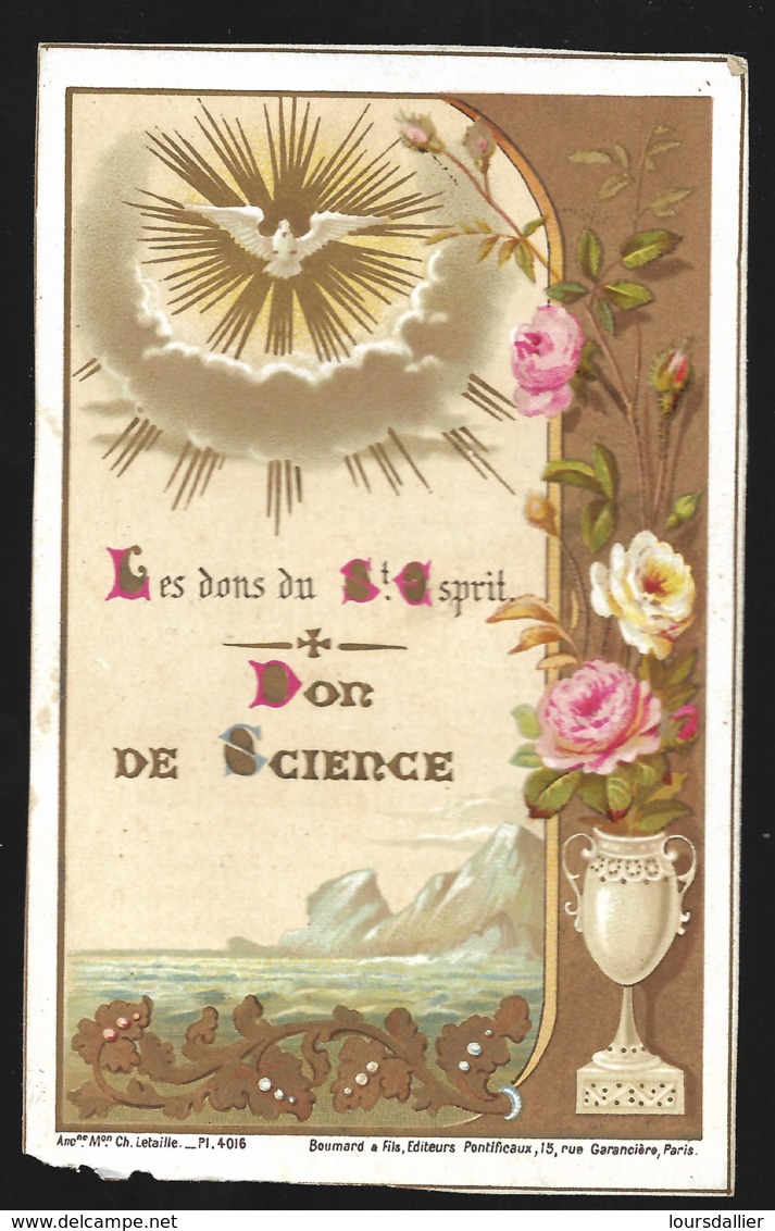 Image Religieuse Dorée LETAILLE PI4016 BOUMARD Les Dons Du St Esprit Don De Science 5 - Sonstige & Ohne Zuordnung