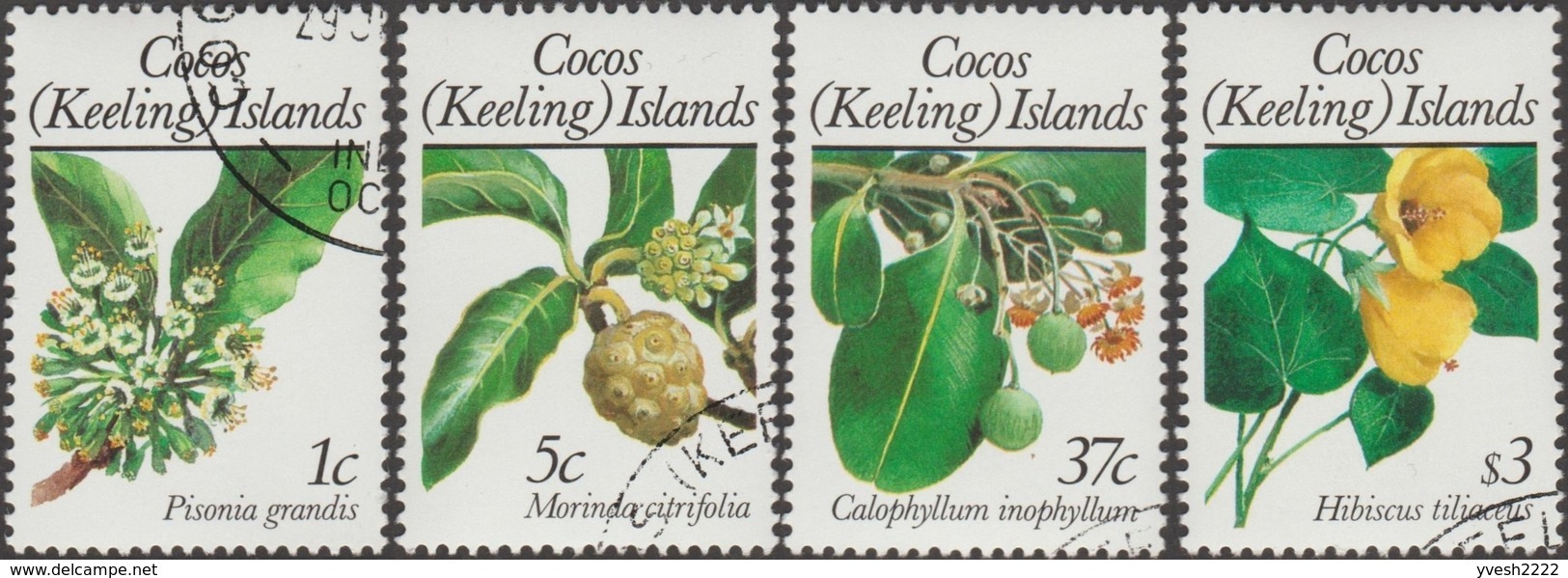 Cocos 1988 Y&T 188/191, Michel 198/201. Pisonia Grandis, Morinda Citrifolia, Calophyllum Inophyllum, Hibiscus Michel 9 & - Cocos (Keeling) Islands