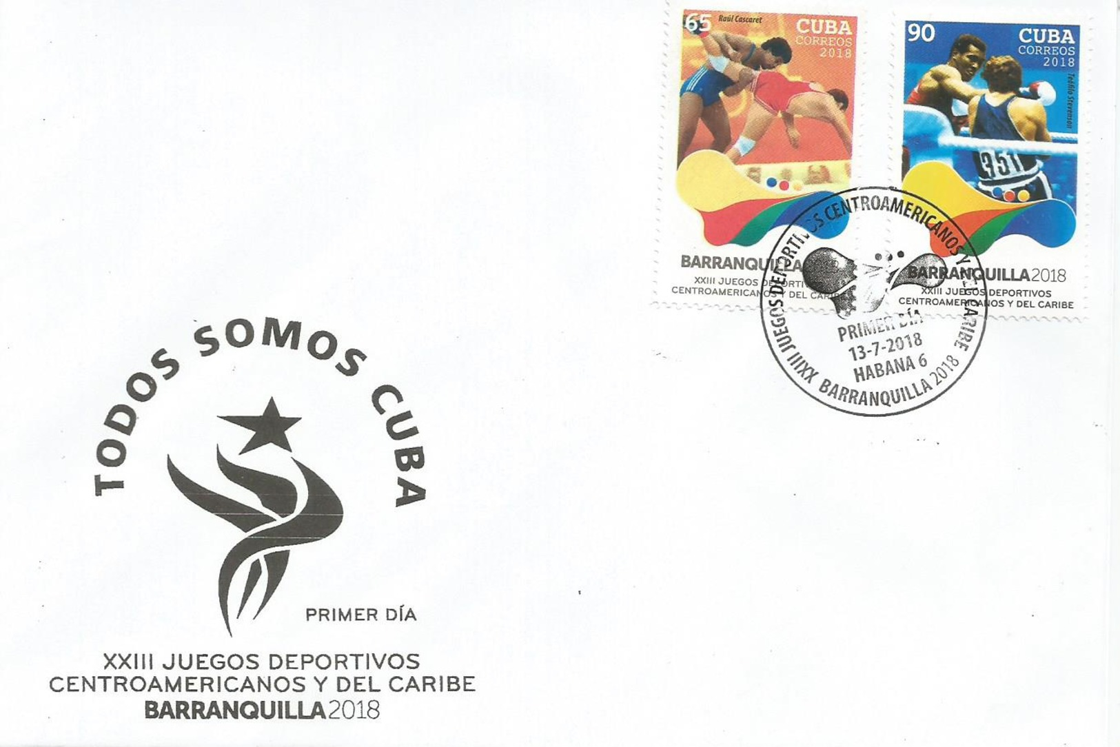 Cuba 2018 XXIII Centro American Games, Barranquilla, Colombia (Box, Fight, Basketball, Baseball) 4v FDC's - Béisbol