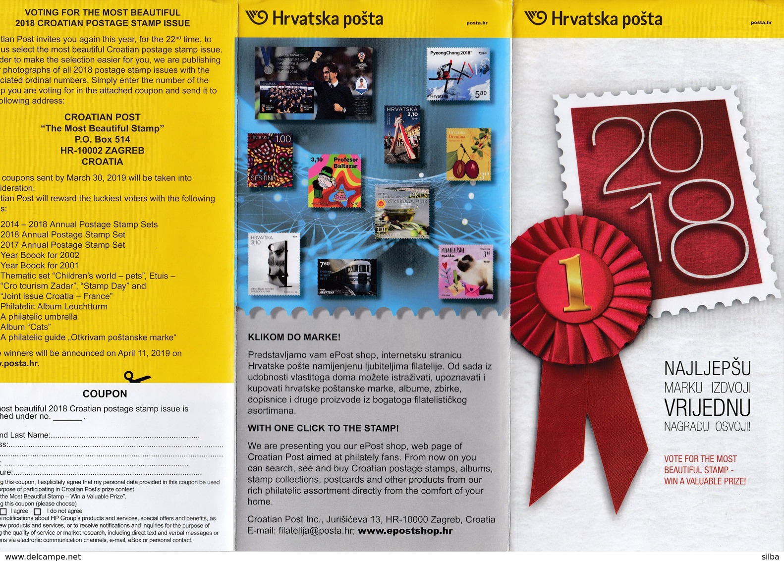 Croatia 2019 / Voting For The Most Beautiful 2018 Croatian Postage Stamp Issue / Prospectus, Leaflet, Brochure - Kroatien