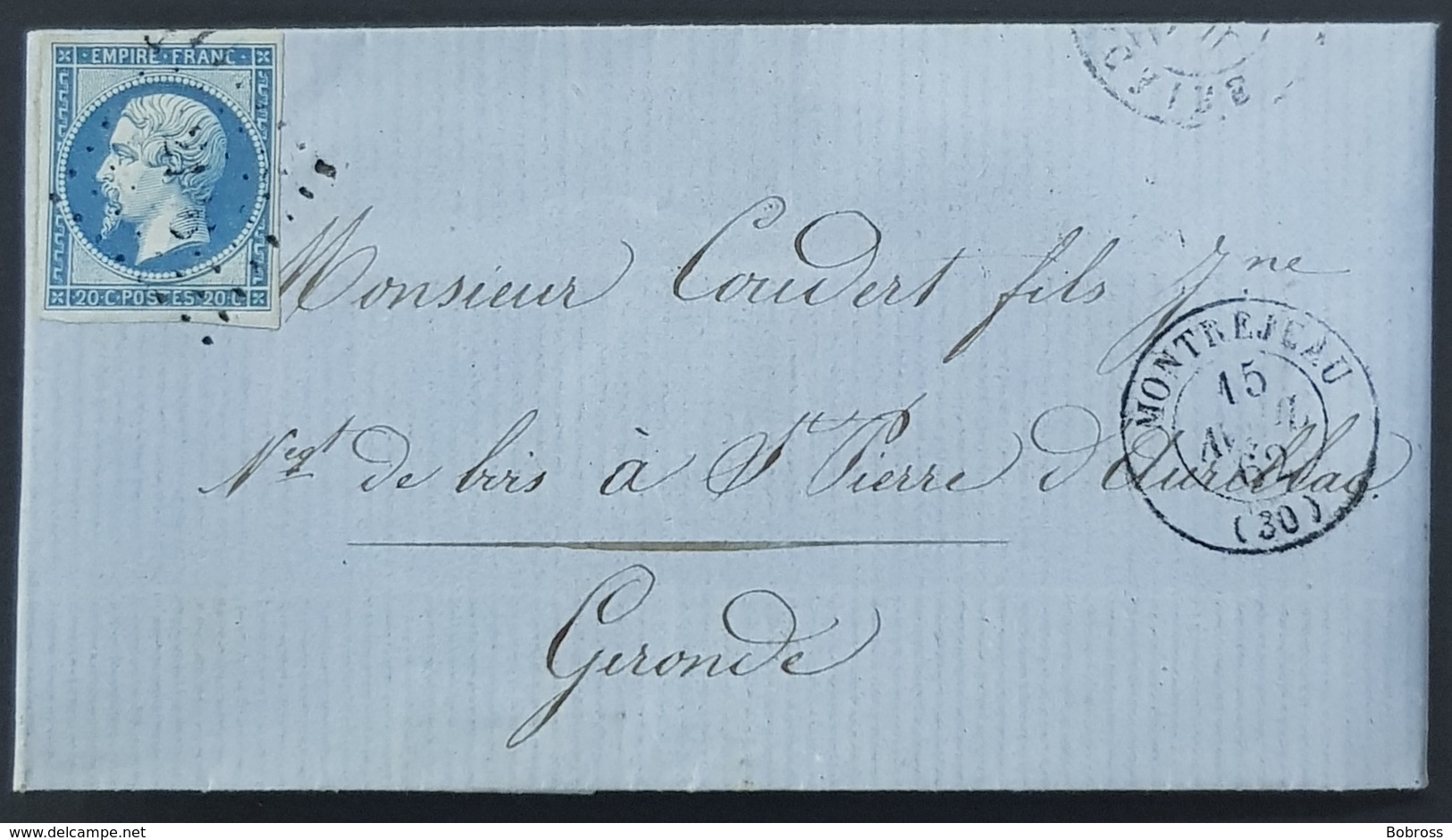 France, 1862 Lettre De Montréjeau Pour Gironde, Republique Française - 1849-1876: Période Classique