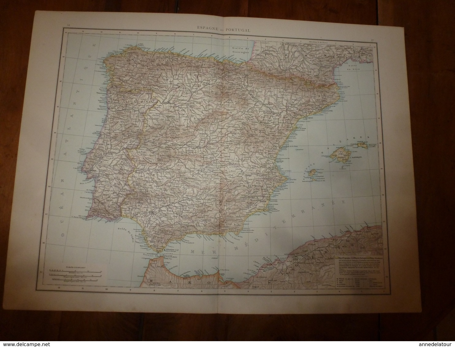 1884 Carte Géographique :Recto (Espagne Et Portugal) ; Verso (Méditerranée Occidentale) Et (Itale Du Sud) Etc - Cartes Géographiques