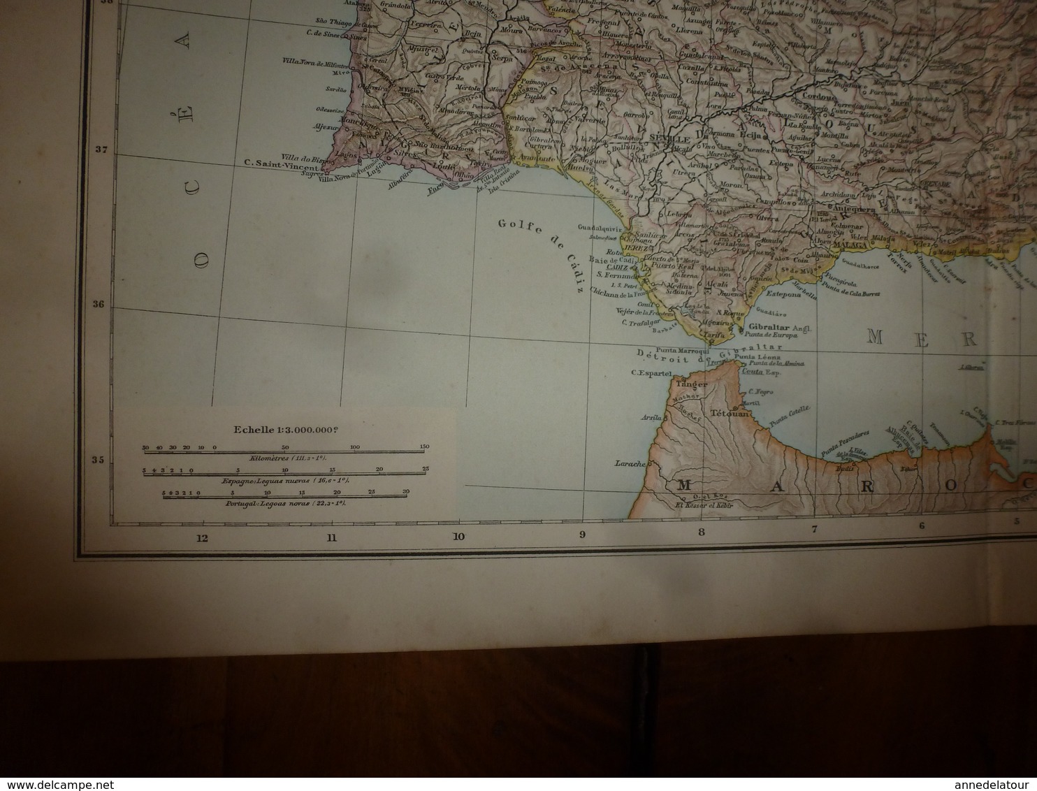 1884 Carte Géographique :Recto (Espagne Et Portugal) ; Verso (Méditerranée Occidentale) Et (Itale Du Sud) Etc - Geographical Maps