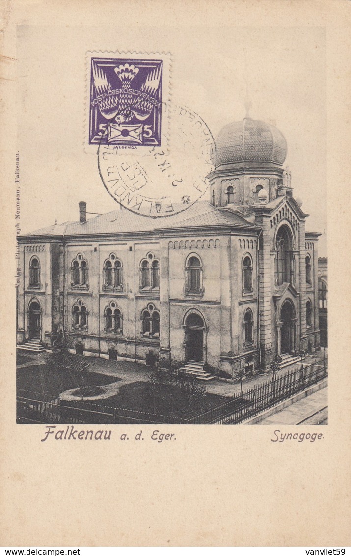 SINAGOGA-SYNAGOGUE-TEMPIO-TEMPEL-JUDAICA-JUDISCHER-FALKENAU A.D EGER-CARTOLINA VIAGGIATA IL 24-9-1923 - Tchéquie