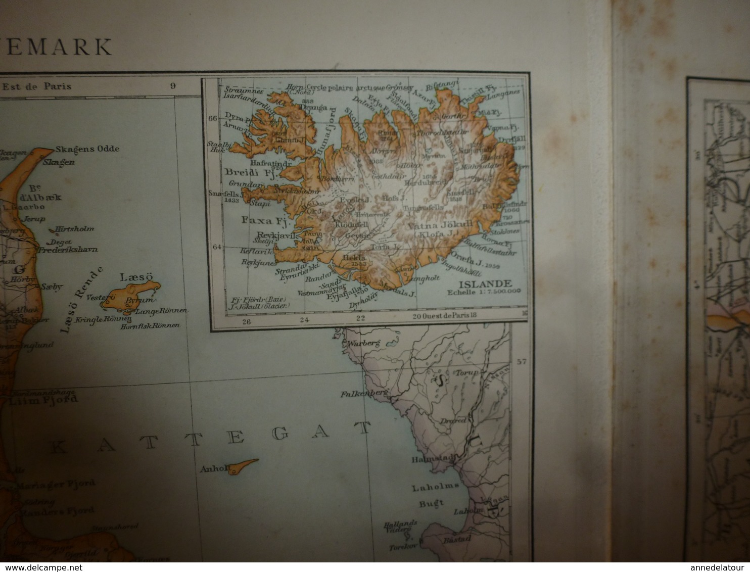 1884 Carte Géographique : Recto (ALLEMAGNE politique) ;  Verso (DANNEMARK et ISLANDE) et (BELGIQUE et LUXEMBOURG) etc
