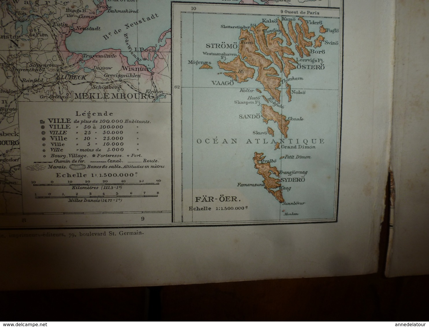 1884 Carte Géographique : Recto (ALLEMAGNE politique) ;  Verso (DANNEMARK et ISLANDE) et (BELGIQUE et LUXEMBOURG) etc