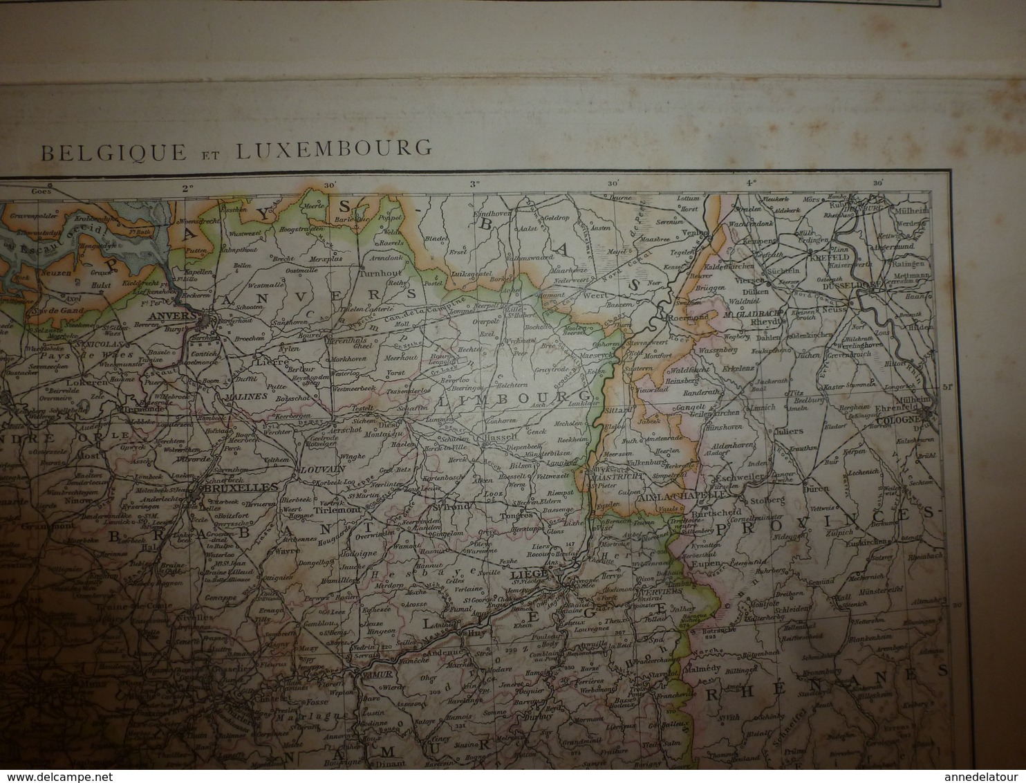 1884 Carte Géographique : Recto (ALLEMAGNE politique) ;  Verso (DANNEMARK et ISLANDE) et (BELGIQUE et LUXEMBOURG) etc