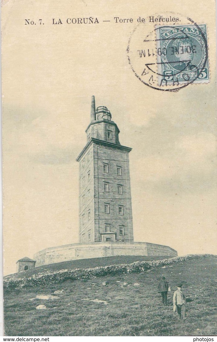 Carte Postale :  La Coruna  (Espagne Galicia ) Torre De Hercules  1909  Internacional Express  Rara - La Coruña