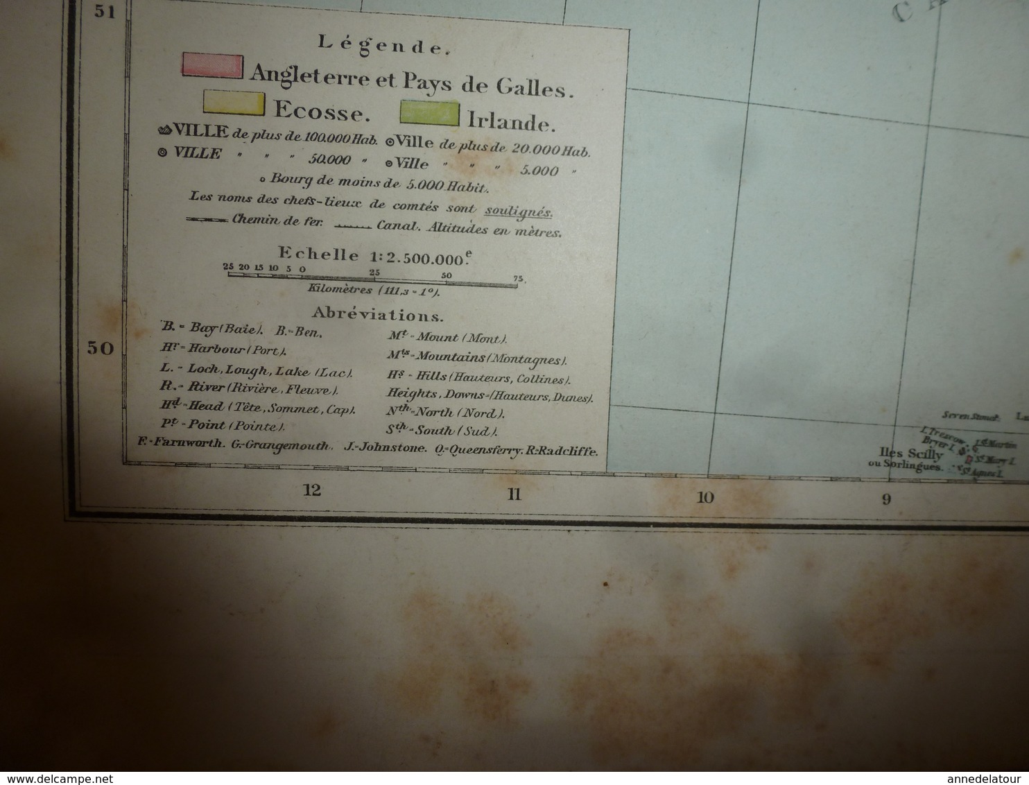 1884 Carte Géographique : Recto (GRANDE BRETAGNE et IRLANDE) ;  Verso (PAYS-BAS) et (FRANCE du Sud-Est dont CORSE ) etc