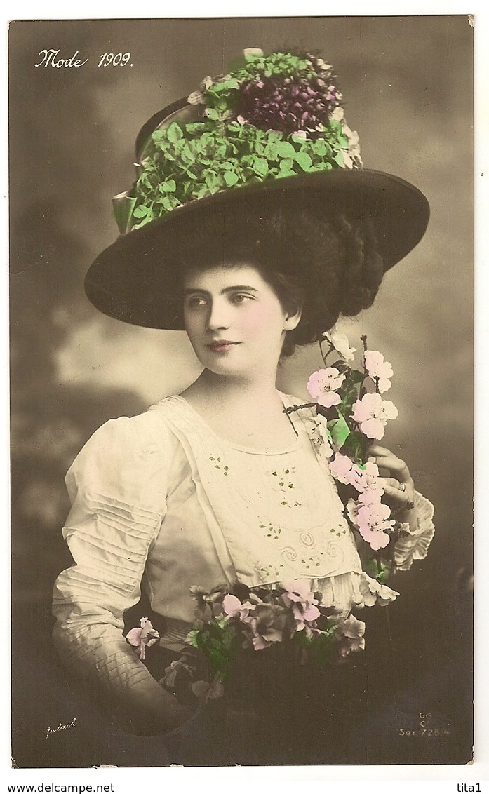 50 - Mode 1909- Jeune Dame - Chapeau Original - Mode