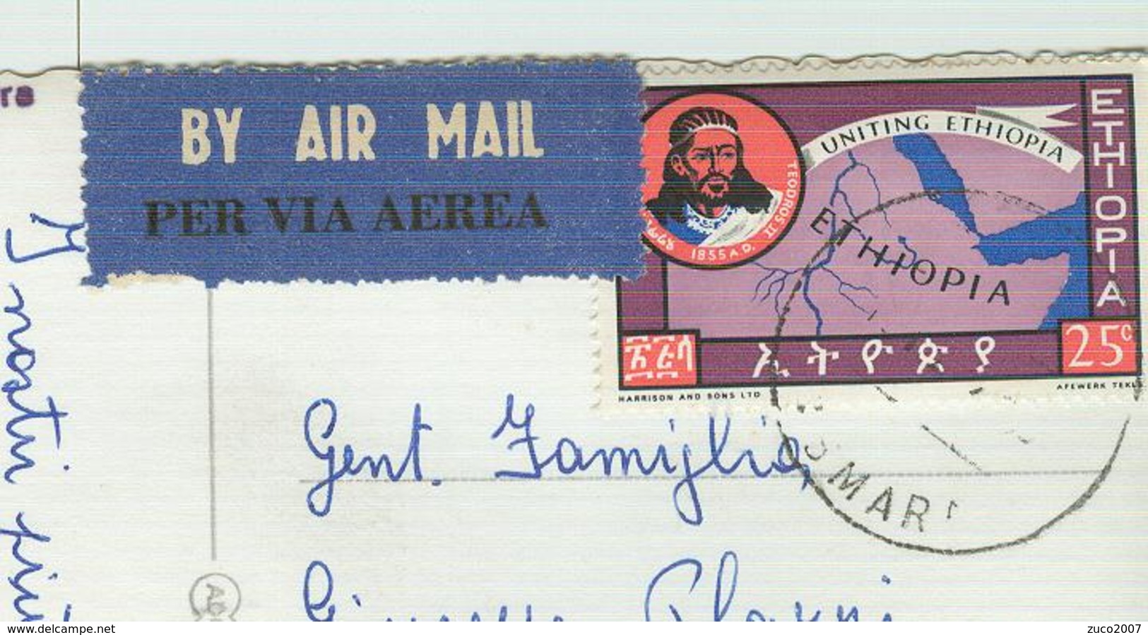 "ASMARA-ETHIOPIC CUSTOMS" FOTO LUSVARDI -B/N-POSTE ASMARA VIA AEREA-1965- ITALIA,RAVENNA,AIR MAIL 25c,UNITING ETHIOPIA - Etiopia