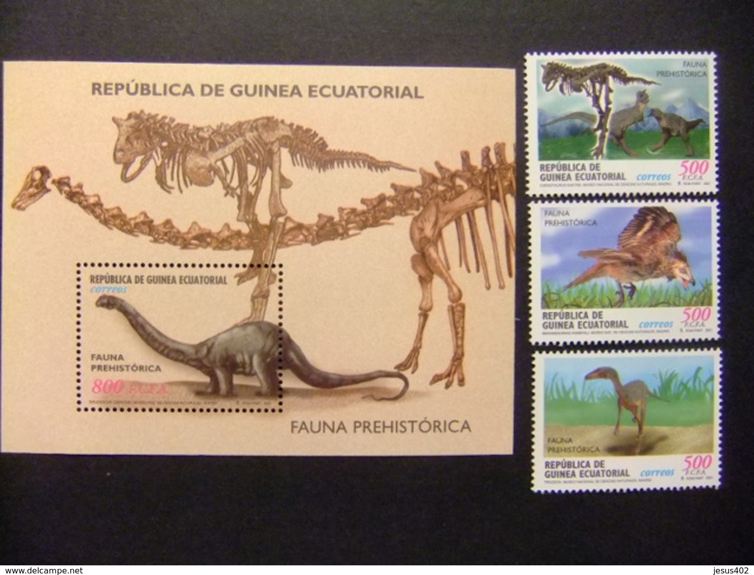 Guinea Ecuatorial Fauna Prehistorica Dinosaurios 2002 Yvert 284 / 287 ** MNH - Guinea Ecuatorial