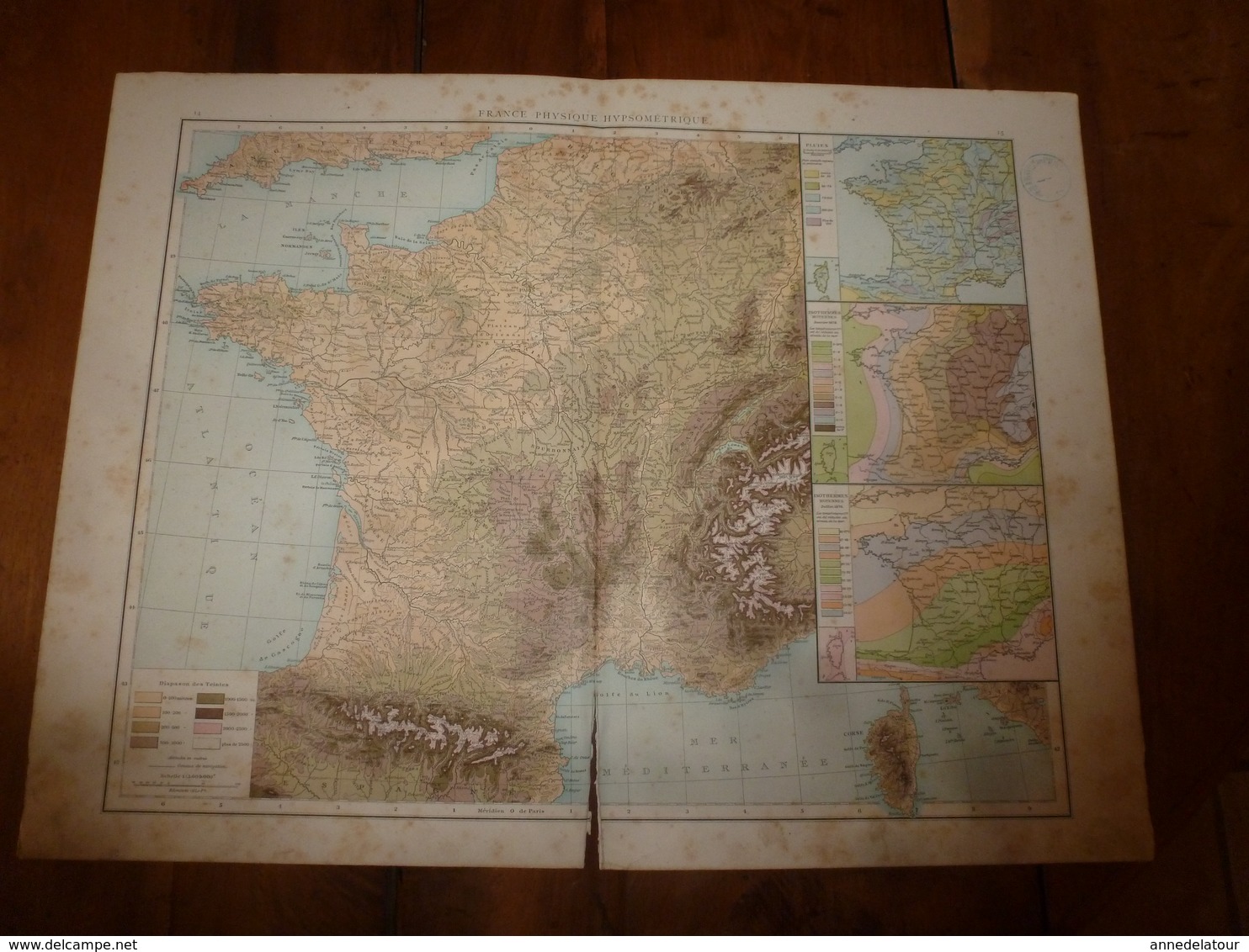 1884 Carte Géographique :Recto (FRANCE Physiq Et Hypsométriq); Verso (FRANCE Du N-O,Bassin Paris, Côte Méditerranée) Etc - Geographical Maps