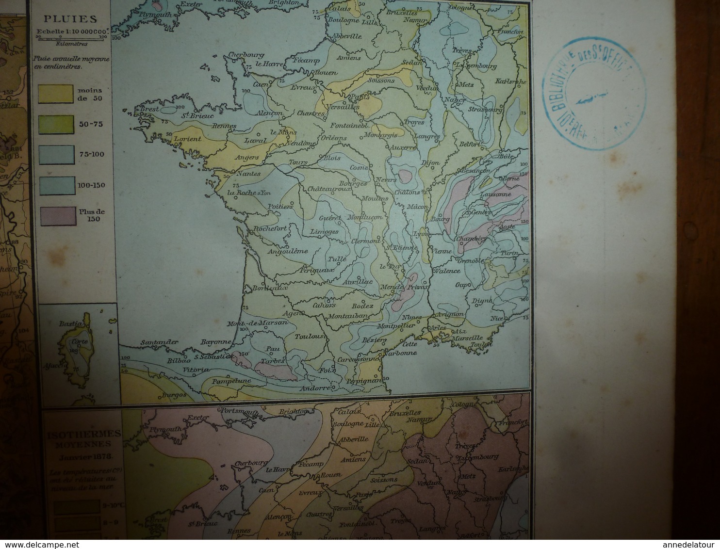 1884 Carte Géographique :Recto (FRANCE Physiq Et Hypsométriq); Verso (FRANCE Du N-O,Bassin Paris, Côte Méditerranée) Etc - Geographical Maps