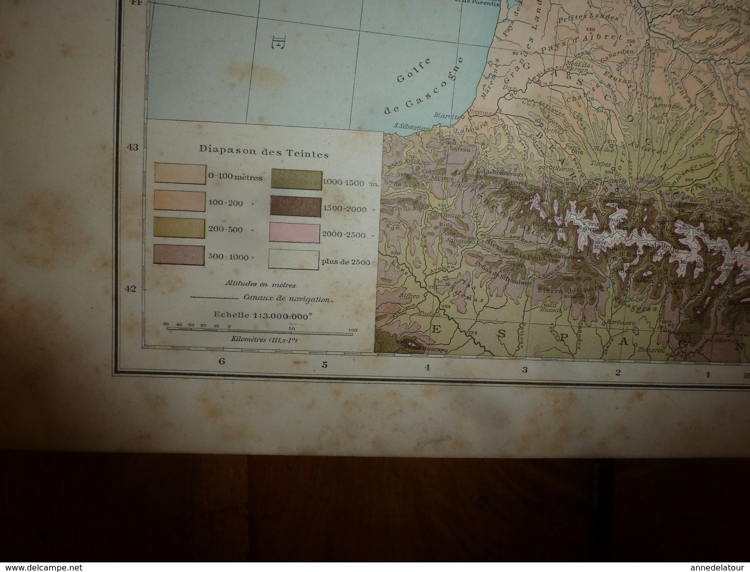 1884 Carte Géographique :Recto (FRANCE physiq et hypsométriq); Verso (FRANCE du N-O,Bassin Paris, Côte méditerranée) etc