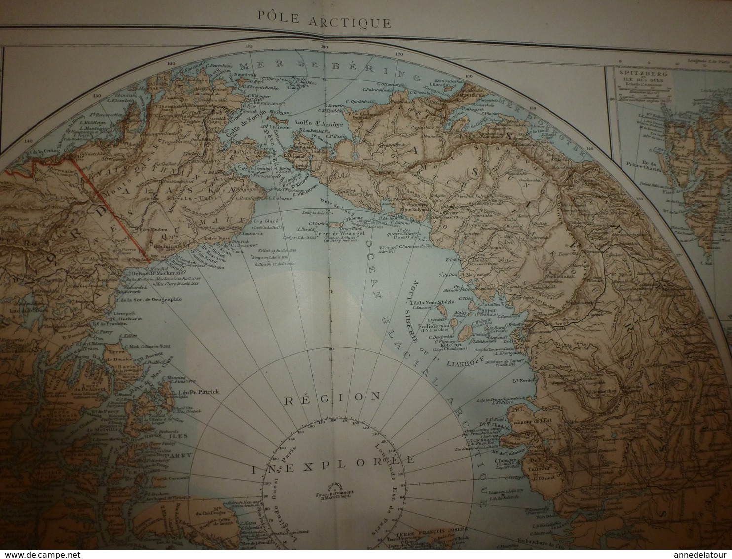 1884 Carte Géographique :Recto (PÔLE Arctique Et SPITZBERG); Verso (OCEAN Antarctique Et Polynésie) Etc - Cartes Géographiques