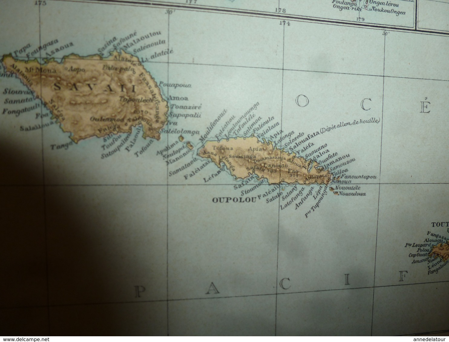 1884 Carte Géographique :Recto (PÔLE Arctique et SPITZBERG); Verso (OCEAN Antarctique et Polynésie) etc