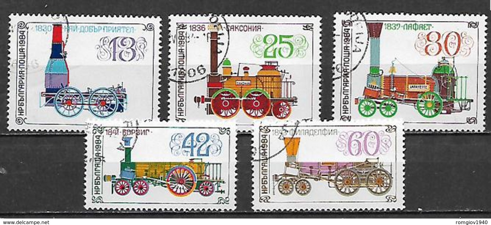 BULGARIA  1984  VECCHIE LOCOMOTIVE YVERT. 2852-2856 USATA VF - Usados