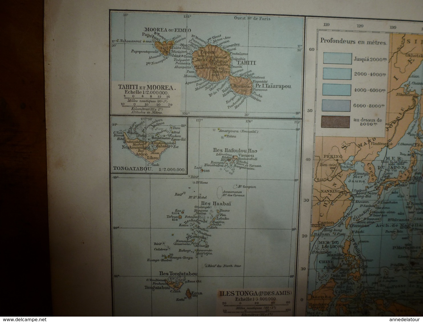 1884 Carte Géographique :Recto (EUROPE polit); Verso (Gd OCEAN ,TAHITI-MOOREA-MARQUISES) (AUSTRALIE,EUROPE Ph et Hypsom