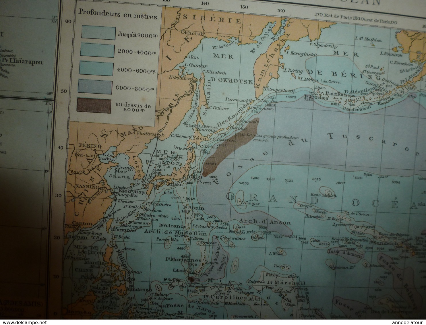 1884 Carte Géographique :Recto (EUROPE polit); Verso (Gd OCEAN ,TAHITI-MOOREA-MARQUISES) (AUSTRALIE,EUROPE Ph et Hypsom