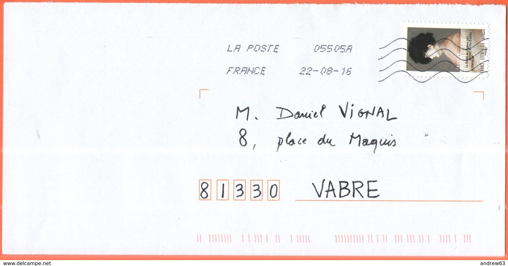 FRANCIA - France - 2016 - Lettre Verte Edouard Manet, La Femme Au Chapeau Noir: Portrait D'Irma Brunner La Viennoise - V - Storia Postale