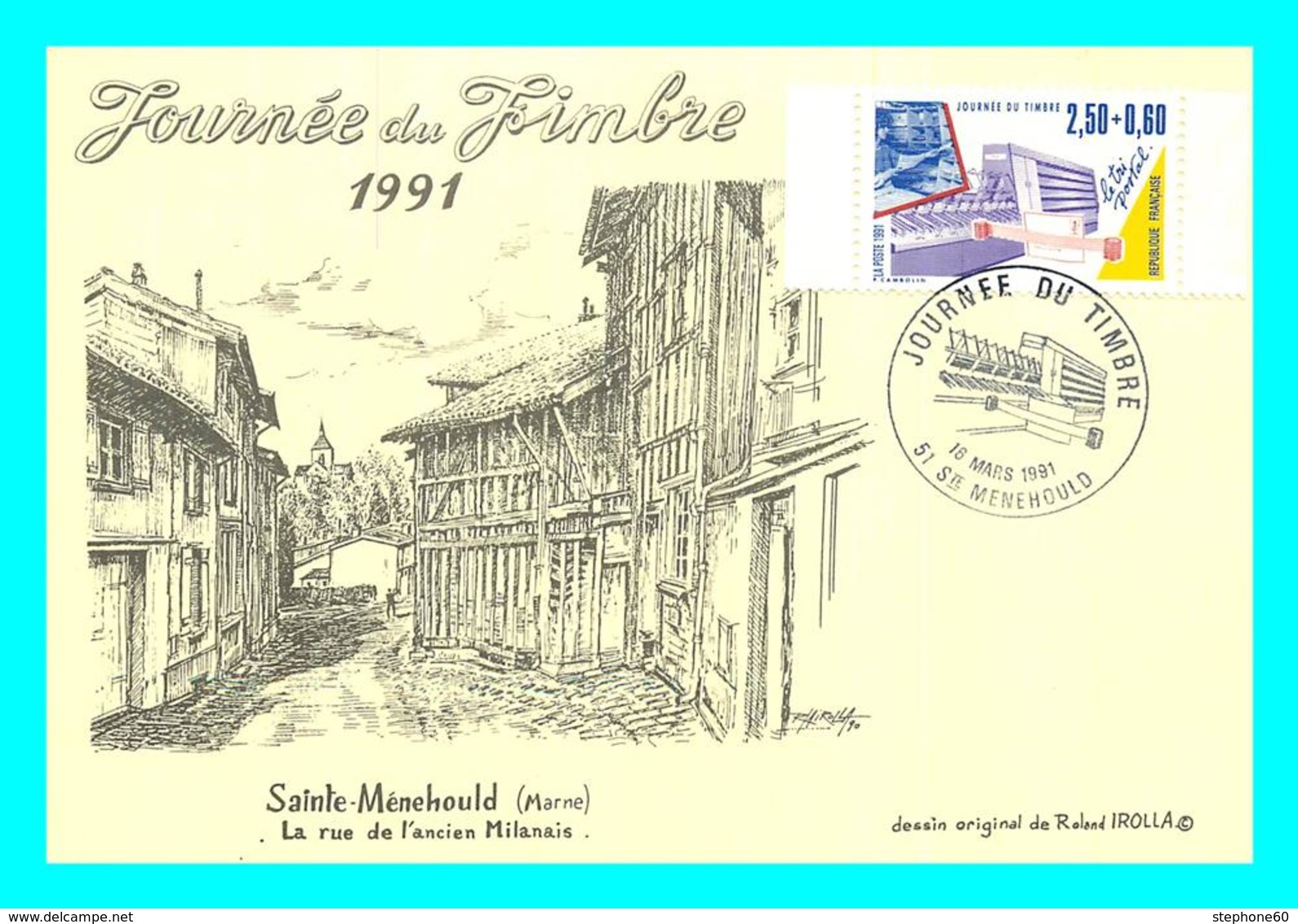 A743 / 039 51 - SAINTE MENEHOULD Journée Du Timbre 1991 - Cachet Commémoratif Timbre - Sainte-Menehould