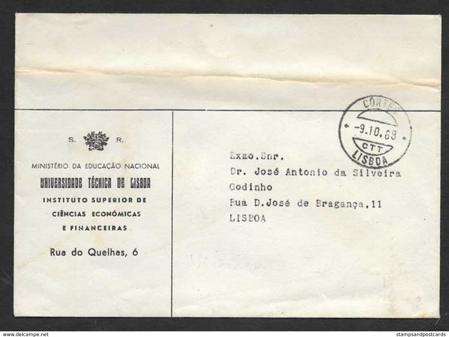 Portugal Entière Letre Officielle SR 1968 Official Université ISCEF Economie FInance Stationery Cover Economics Univ. - Storia Postale