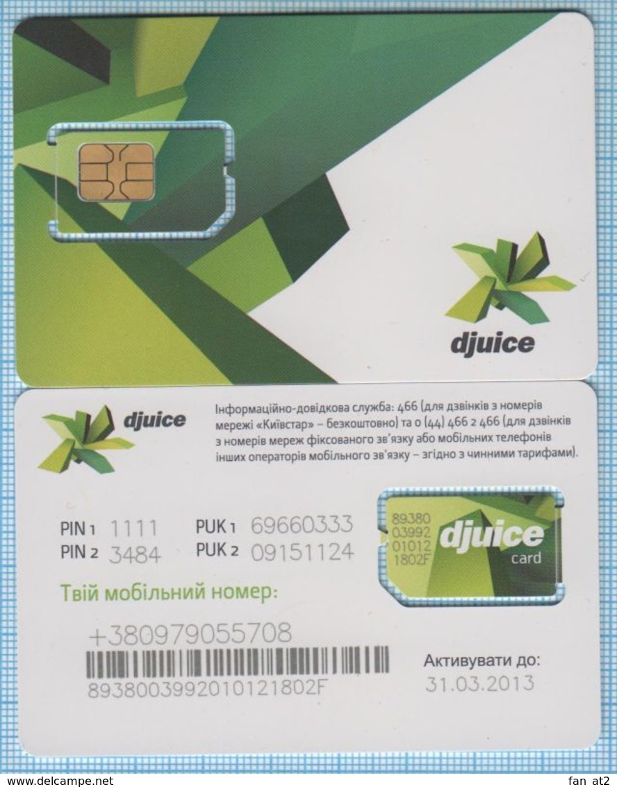 UKRAINE / GSM SIM Card Phonecard KYIVSTAR/ Djuce. 2011 - Ukraine