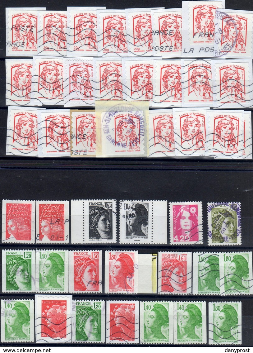 FR / GROS LOT De 460 T Mariannes Gommée-Adhésive-usages Courants-TOUTES EPOQUES  / OBLITERE    / VOIR DETAILS........... - Vrac (max 999 Timbres)