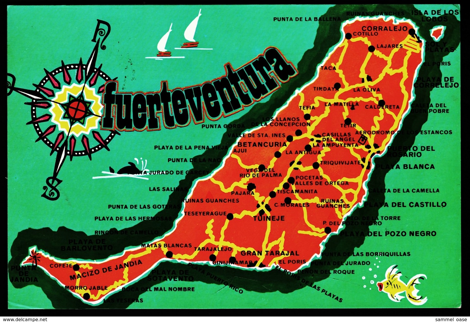 Fuerteventura Landkarte  -  Ansichtskarte Ca.1981    (10065) - Fuerteventura