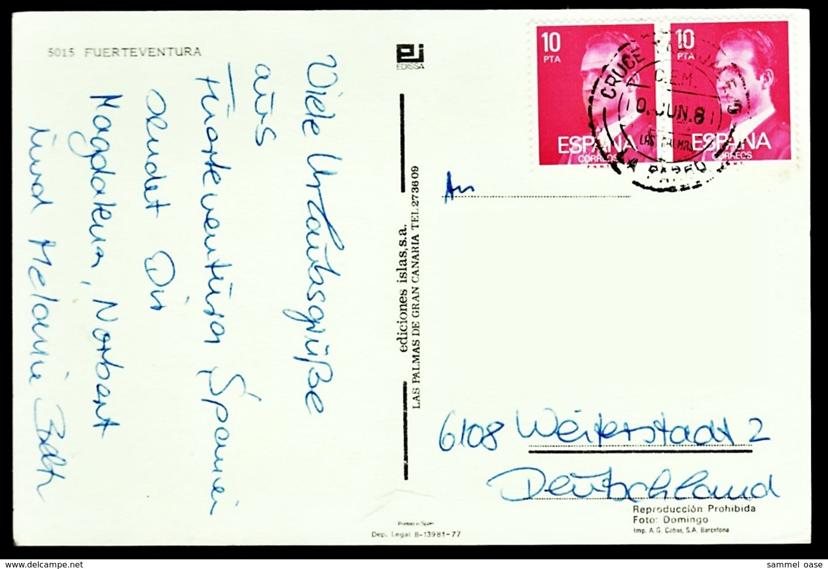 Fuerteventura Landkarte  -  Ansichtskarte Ca.1981    (10065) - Fuerteventura