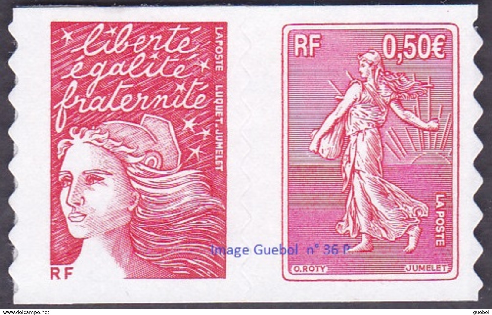 Autoadhésif(s) De France N°   36 P ** Ou 3619 P - Paire Du Carnet Luquet Roty ( Semeuse ) Soit 3619 + 3419 A - Neufs