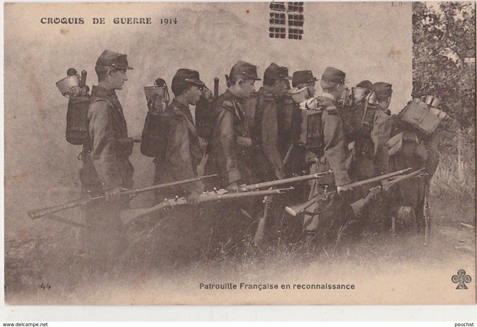 Y11- CROQUIS DE GUERRE 1914 - PATROUILLE FRANCAISE EN RECONNAISSANCE - (MILITARIA - WW1 - 2 SCANS) - Guerra 1914-18