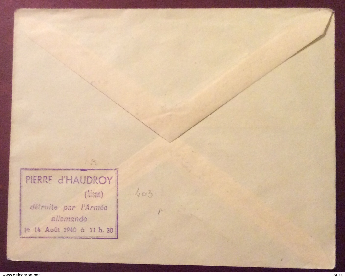 D30 N°403 Aisne Haudroy 20ème Anniversaire N°731 Comité Du Souvenir 6/11/1938 - Cartas & Documentos