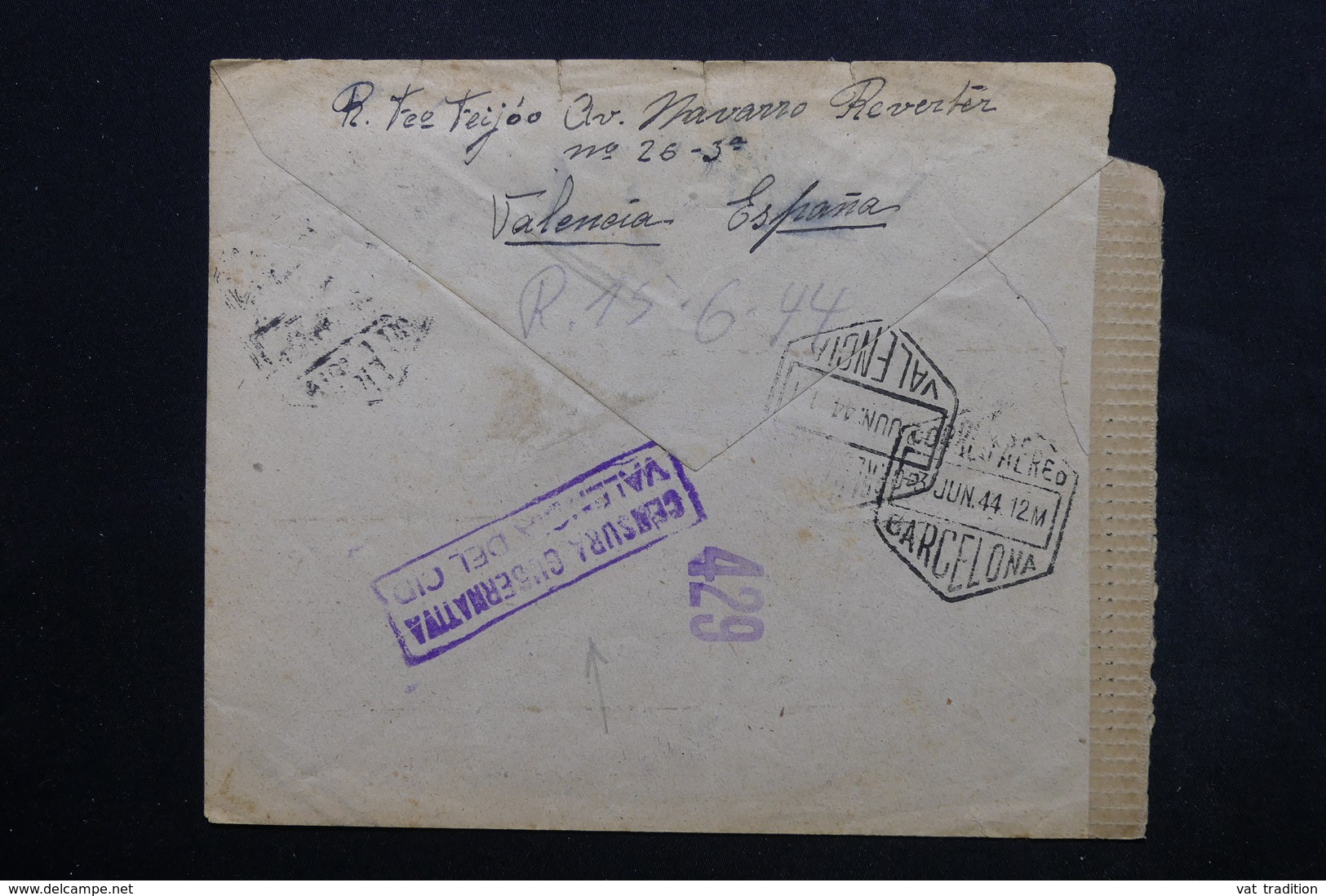 ESPAGNE - Enveloppe De Valencia Pour L 'Allemagne En 1944 , Contrôles Postaux - L 24897 - Nationalistische Zensur