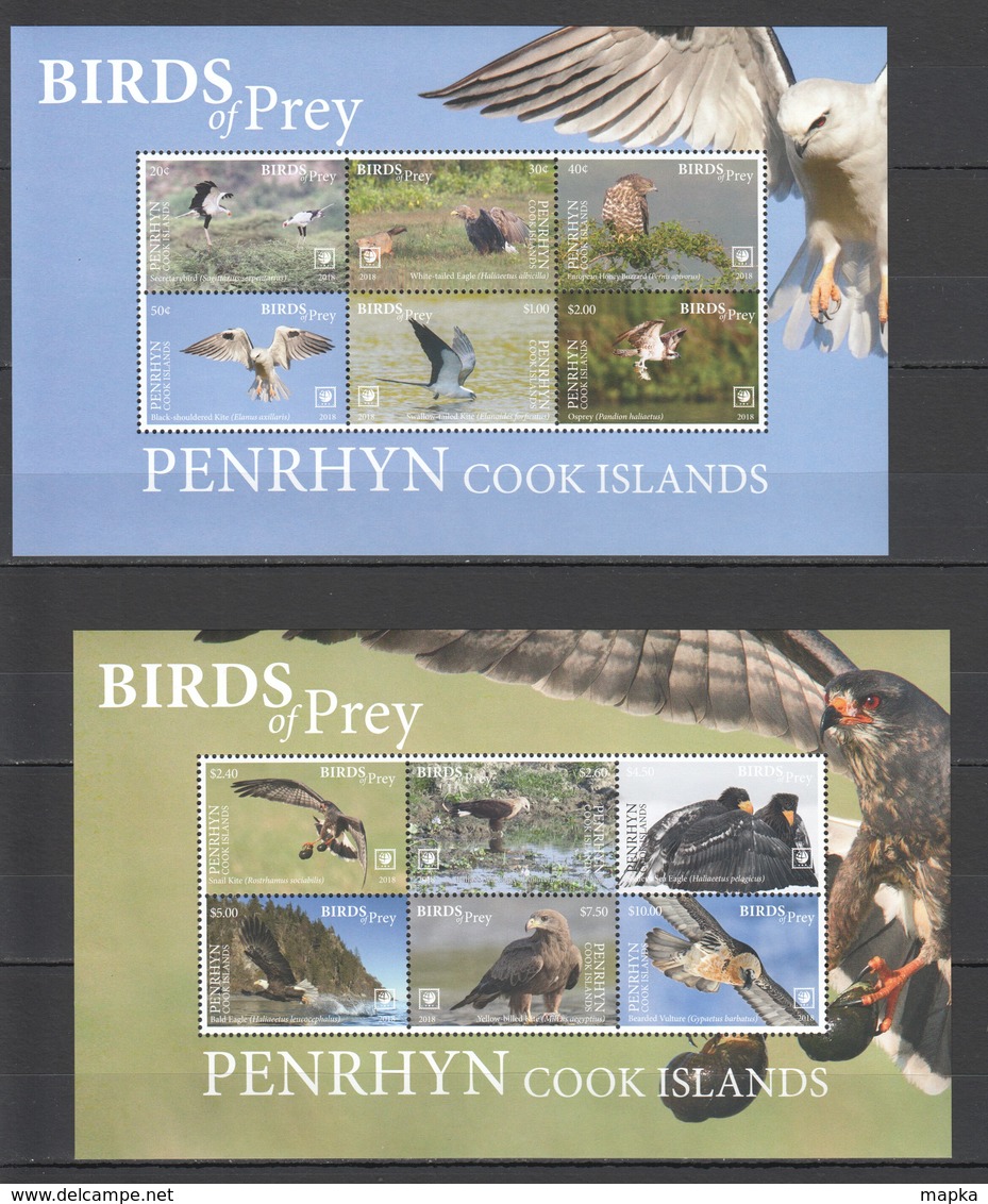 AA931 2018 !!! EXCLUSIVE PENRHYN FAUNA BIRDS OF PREY EAGLES OWLS !!! 22 EURO NOMINAL 2SH MNH - Arends & Roofvogels