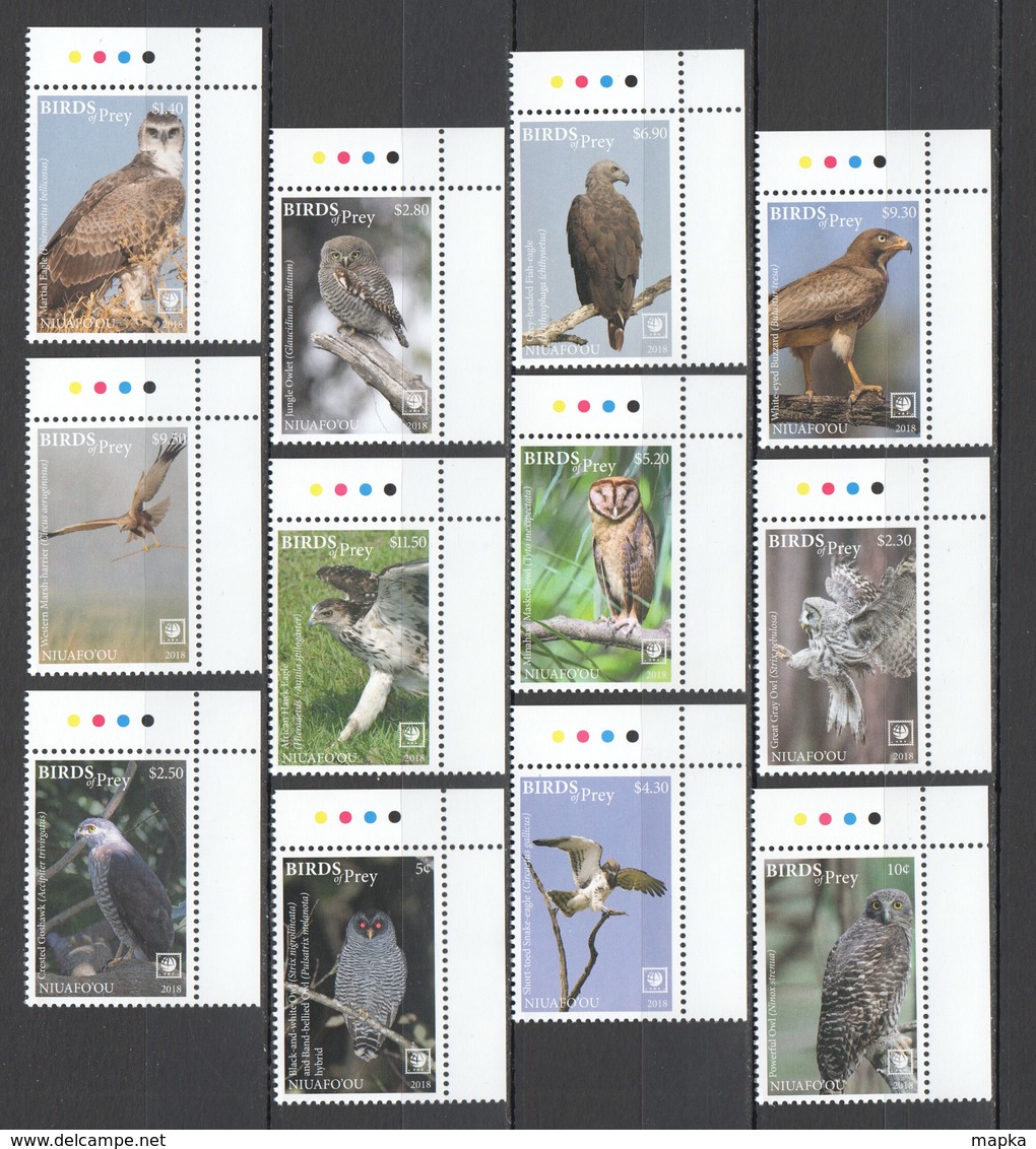 AA935 2018 !!! EXCLUSIVE NIUAFO'OU FAUNA BIRDS OF PREY EAGLES OWLS !!! 22 EURO NOMINAL 1 BIG SET MNH - Aquile & Rapaci Diurni