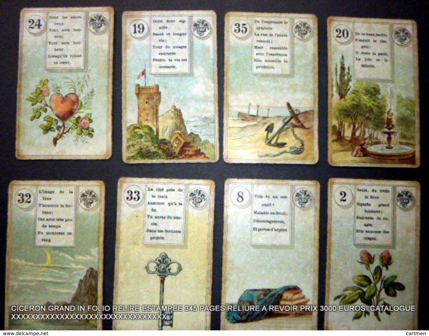 ASTROLOGIE CARTES A JOUER DIVINATOIRES TAROT VOYANCE CARTOMANCIE 12 CARTES DEPAREILLEES ANCIENNES 1900 ? - Cartes à Jouer Classiques