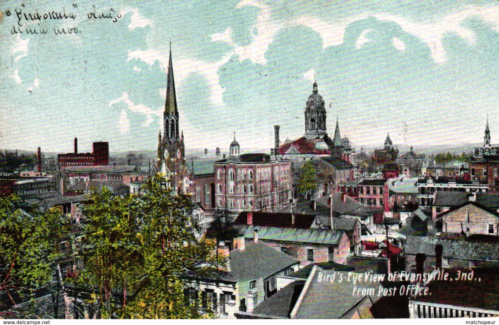 ETATS UNIS - BIRD'S EYE VIEW OF EVANSVILLE FROM POST OFFICE - Autres & Non Classés