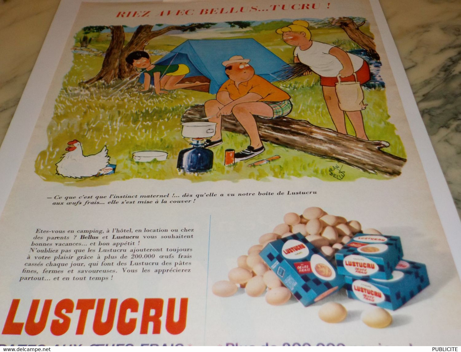 ANCIENNE PUBLICITE RIEZ AVEC BELLUS PATES LUSTUCRU 1965 - Autres & Non Classés