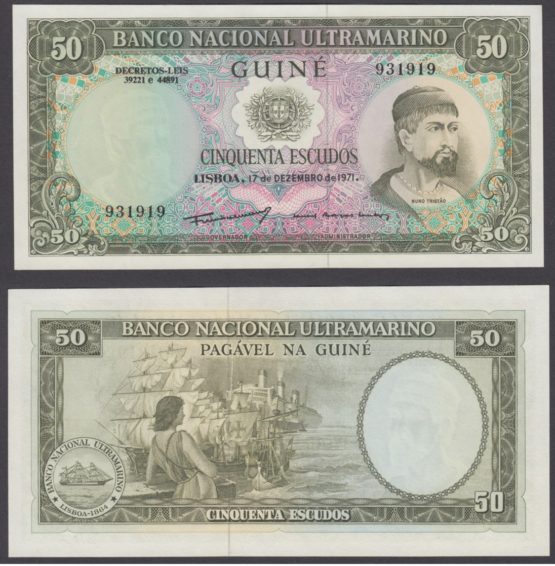 Portugese Guinea 50 Escudos 1971 UNC CRISP Banknote P-44 ### - Guinée