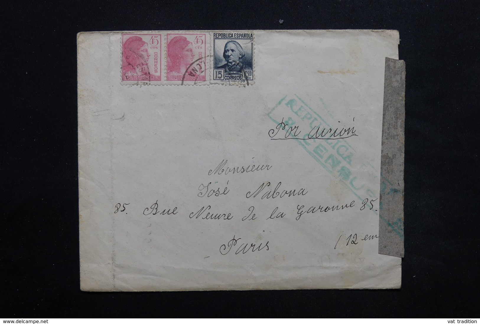 ESPAGNE - Enveloppe De Gerona Pour Paris En 1938 , Censure  - L 24914 - Republikanische Zensur
