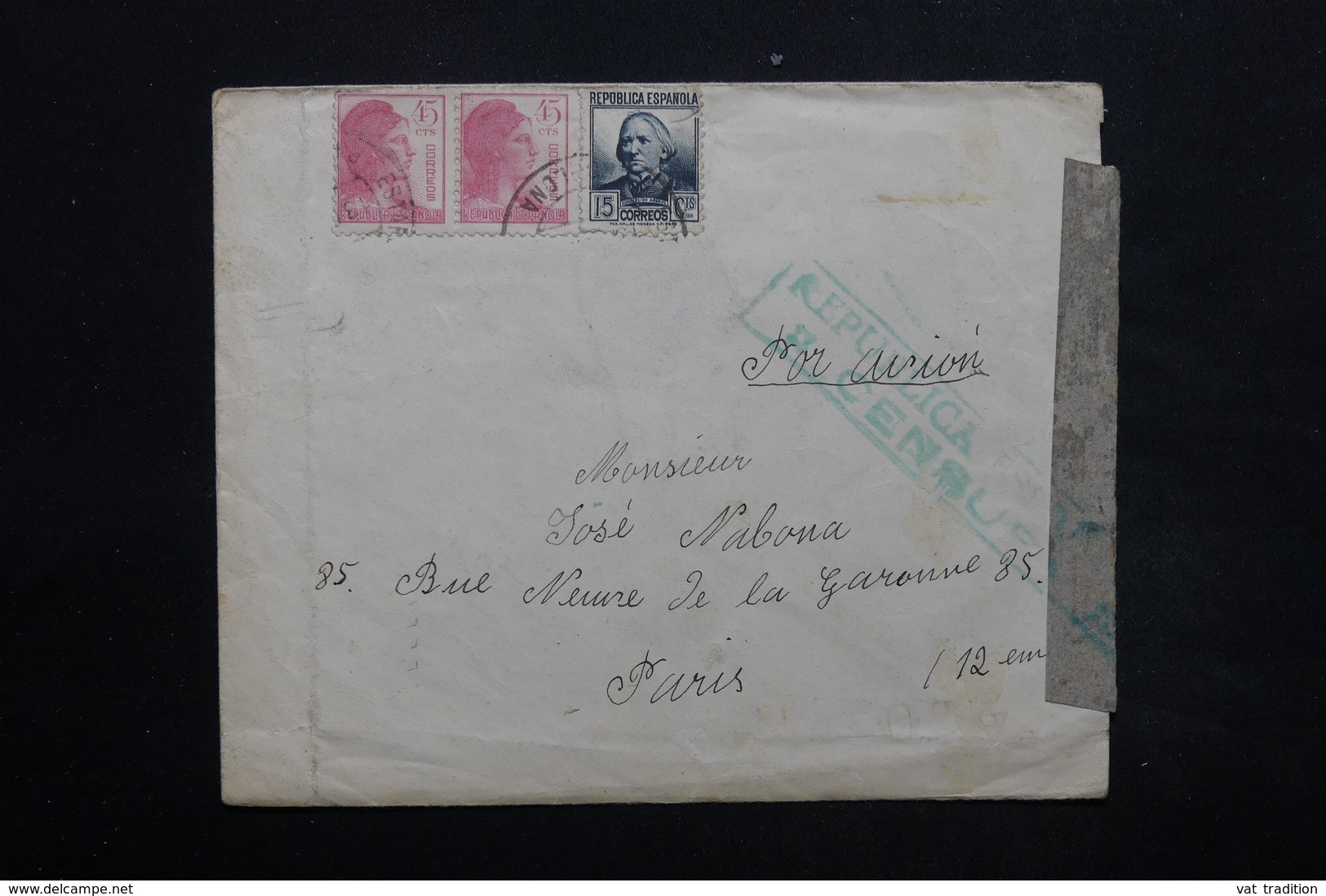 ESPAGNE - Enveloppe De Gerona Pour Paris En 1938 , Censure  - L 24914 - Republikeinse Censuur