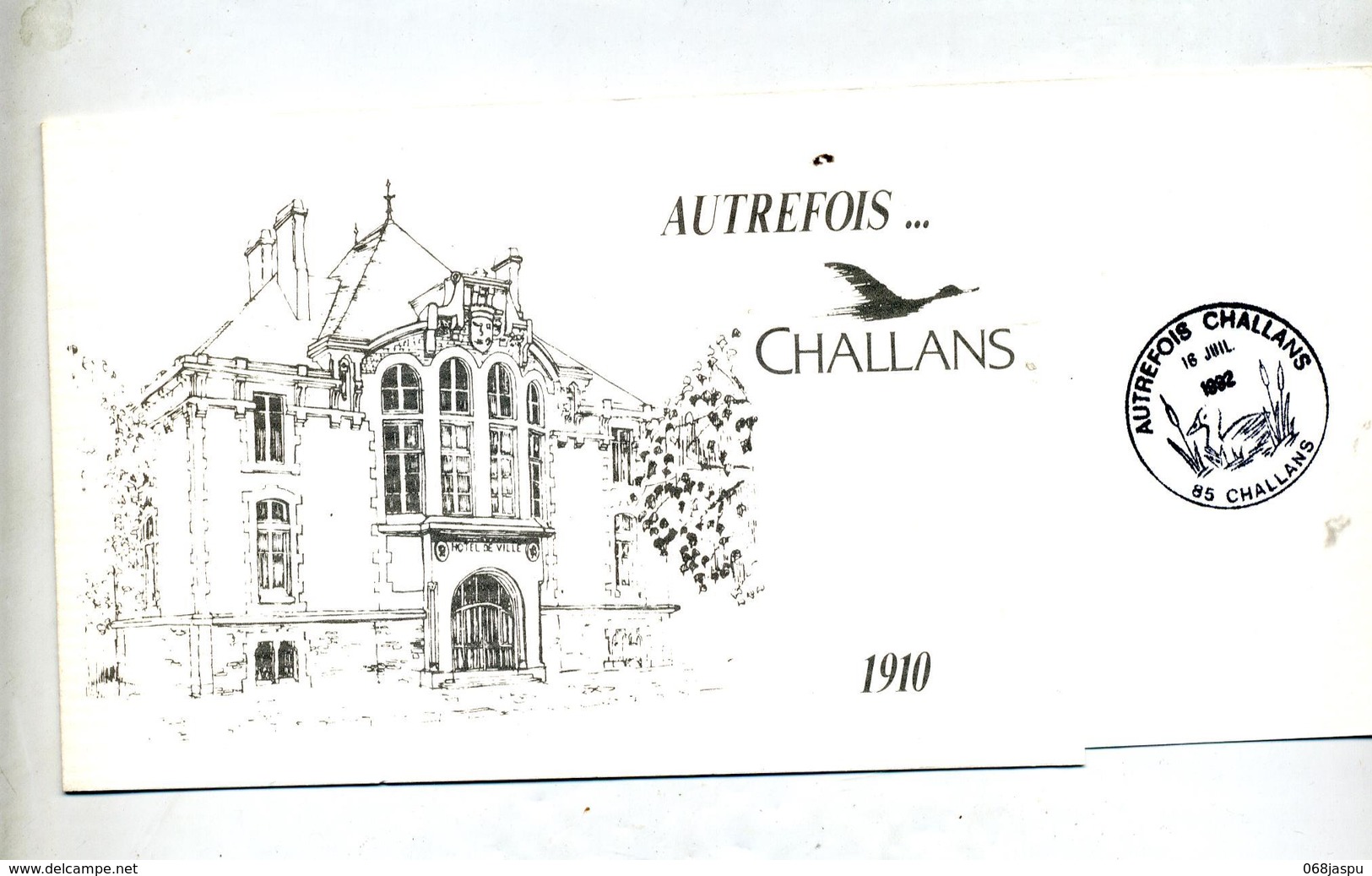 Carte Double Cachet Challans Autrefois Theme Canard - Cachets Commémoratifs