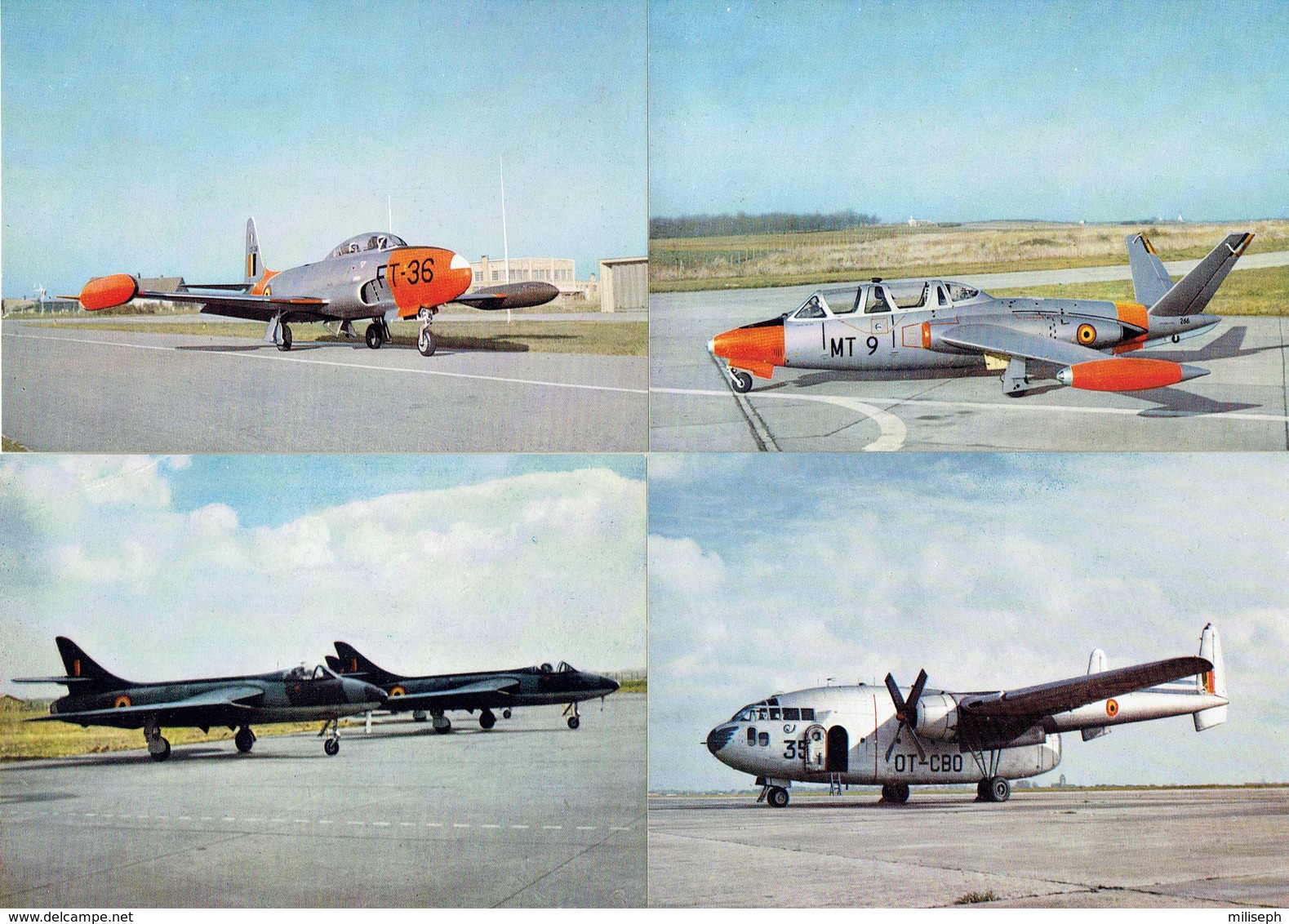 Pochette de 12 cartes postales - Toute la Force Aérienne Belge en 12 photos couleurs - +/- 1965    (4468)